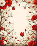 Floral Vine With Red White Blooms Rug