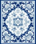 Classic Blue Floral Damask Design Rug