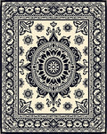 Monochromatic Paisley Floral Design Rug