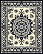 Monochromatic Paisley Floral Design Rug