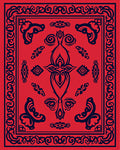 Bold Red Blue Ornamental Symmetry Rug