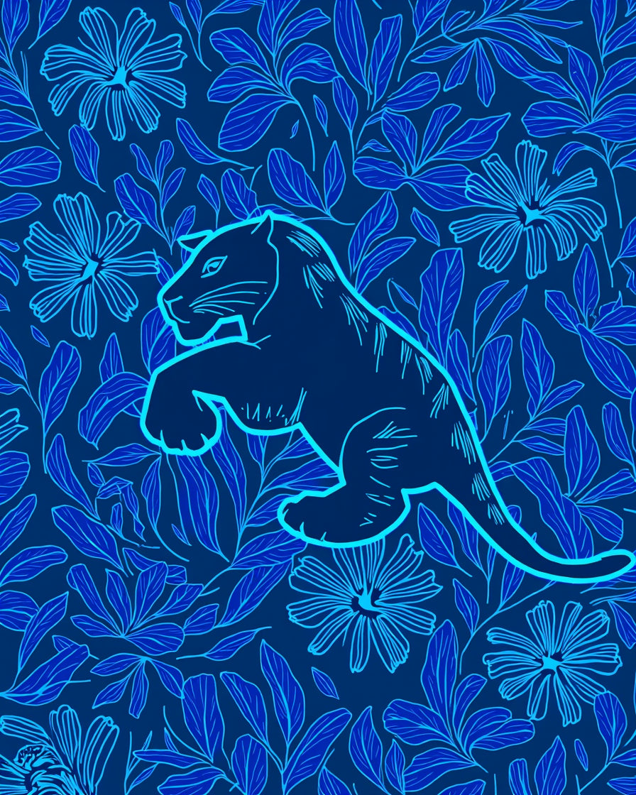 Wild Cat Floral Pattern Design Rug