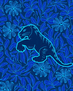 Wild Cat Floral Pattern Design Rug