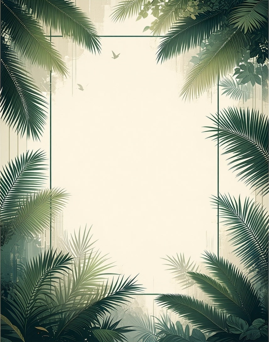 Tropical Palm Frond Border Rug