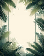 Tropical Palm Frond Border Rug