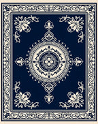 Classic Floral Medallion Navy Rug