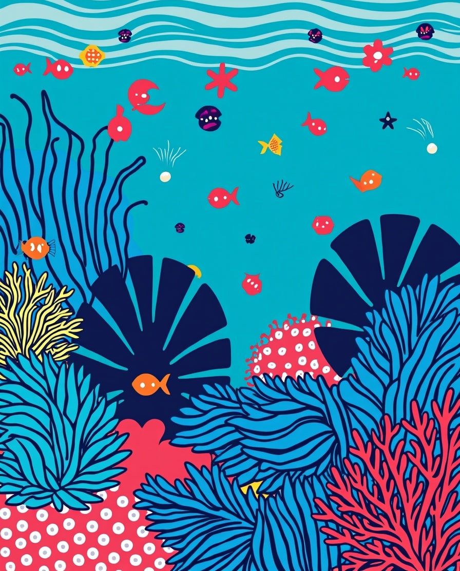 Undersea Life Coral Fish Pattern Rug