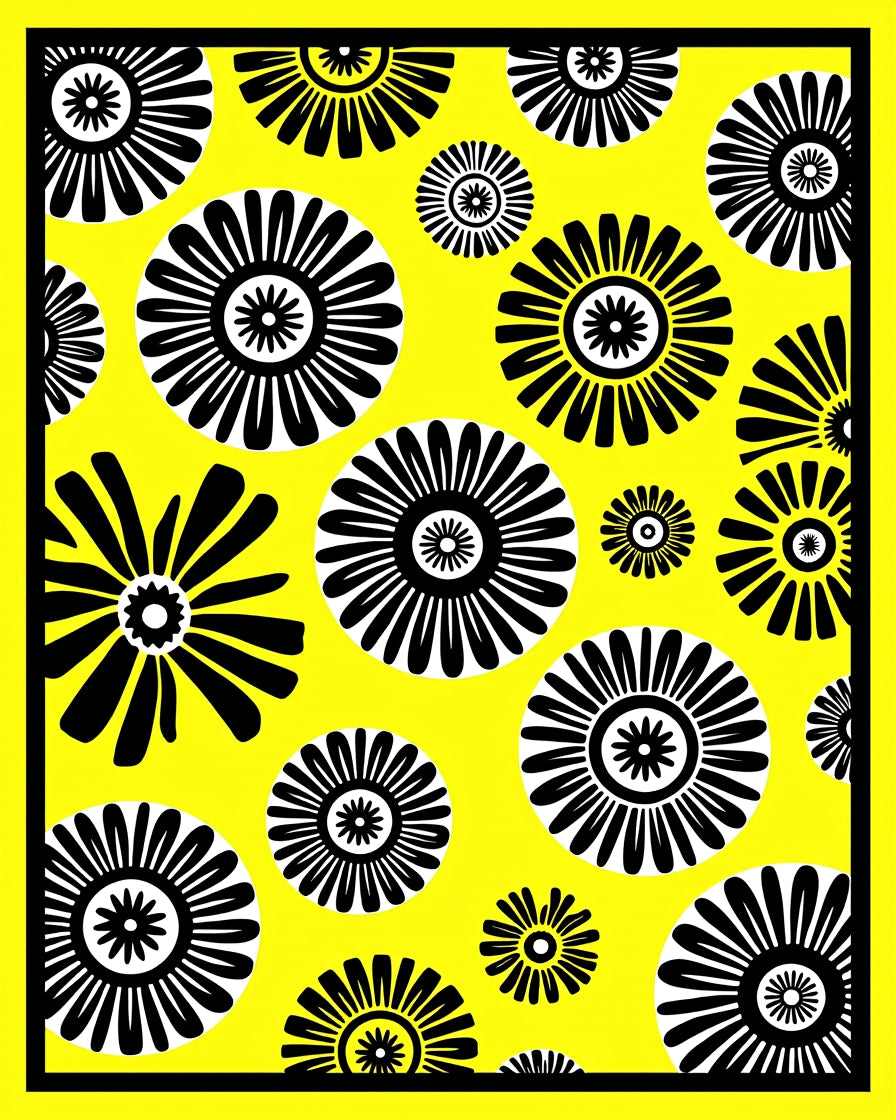 Bold Floral Sunburst Pattern Rug