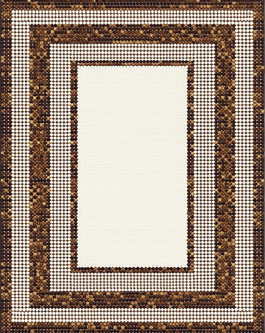 Layered Circles Geometric Brown Design Rug