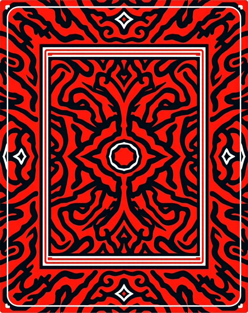 Bold Red Black Abstract Pattern Rug