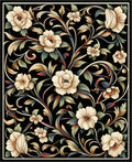 Cream Floral Vine Pattern Rug