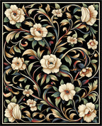 Cream Floral Vine Pattern Rug