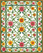 Vibrant Floral Vine Lattice Print Rug