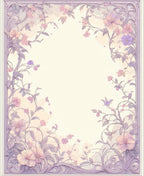 Elegant Floral Vine Lavender Border Rug