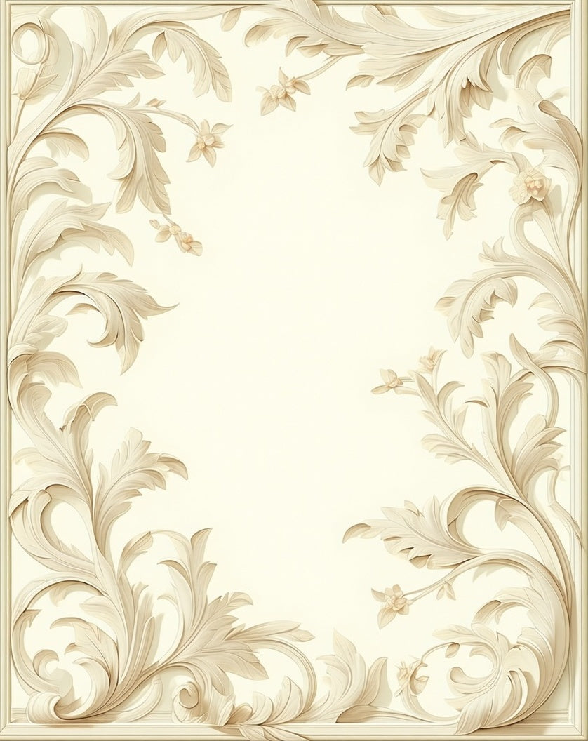 Classic Floral Scrollwork Cream Border Rug