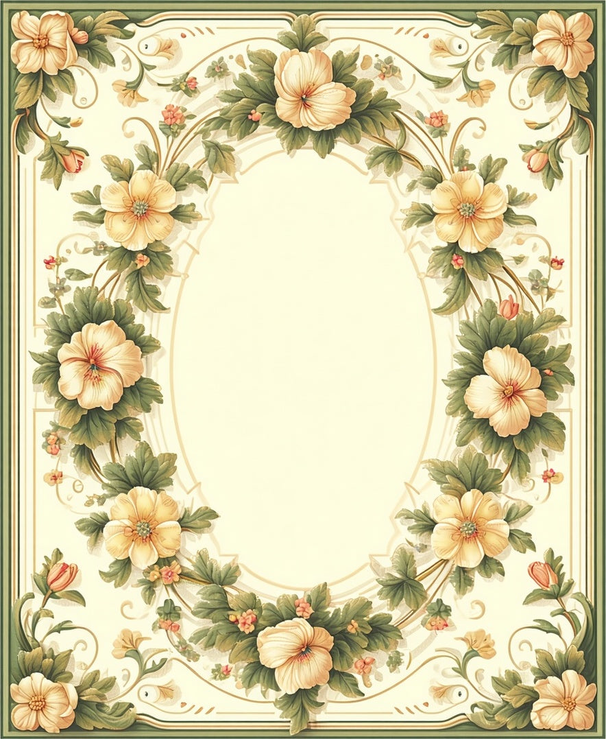 Vintage Floral Garden Oval Pattern Rug