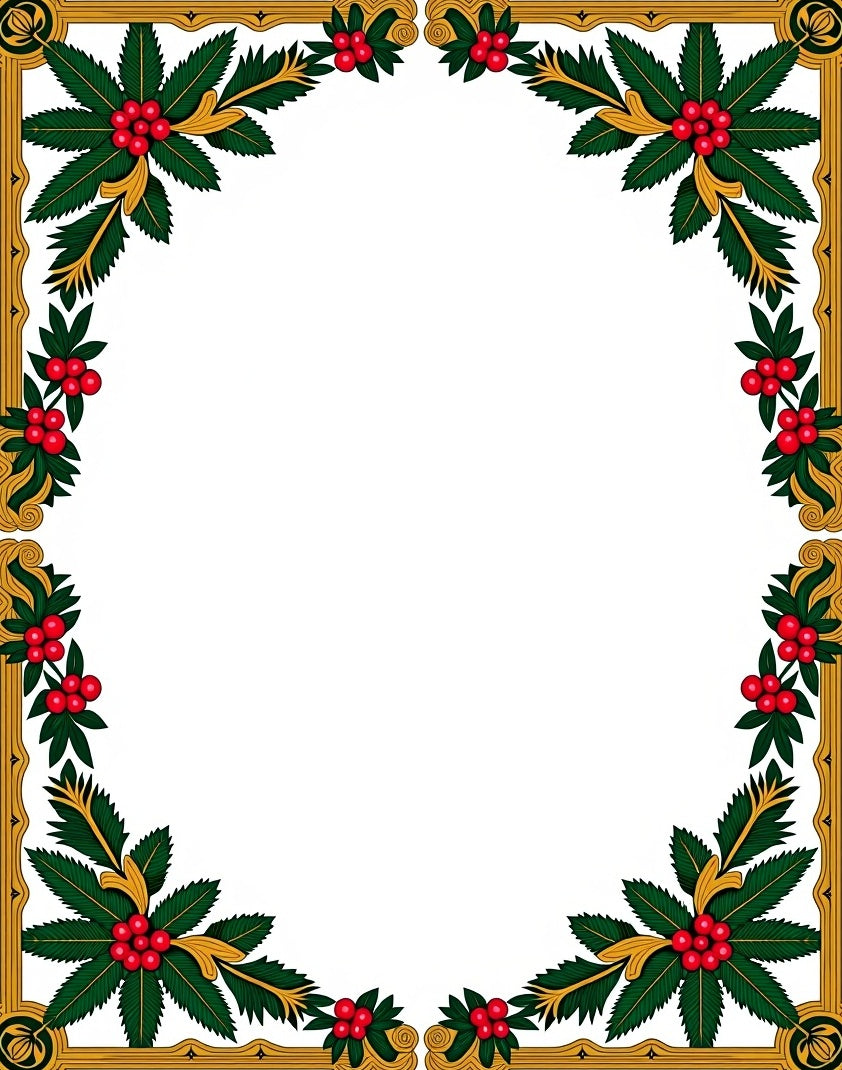 Golden Holly berry Festive Border Rug
