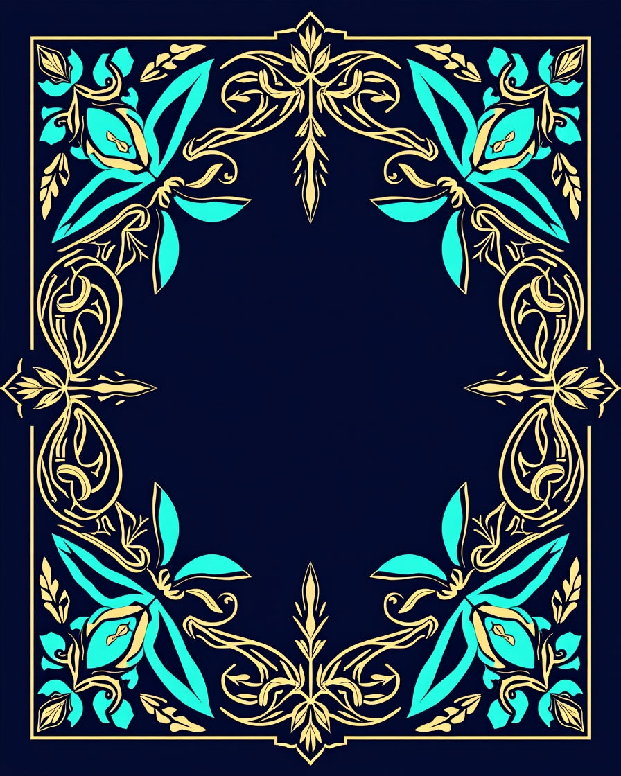 Ornate Floral Border Design Rug