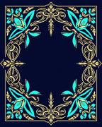 Ornate Floral Border Design Rug