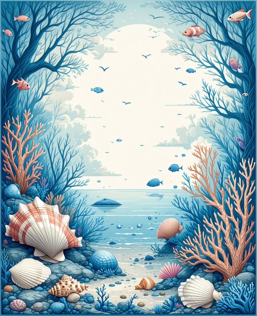 Ocean Serenity Fish Shell Scenery Rug