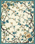 Vintage Floral Branch Pattern Rug