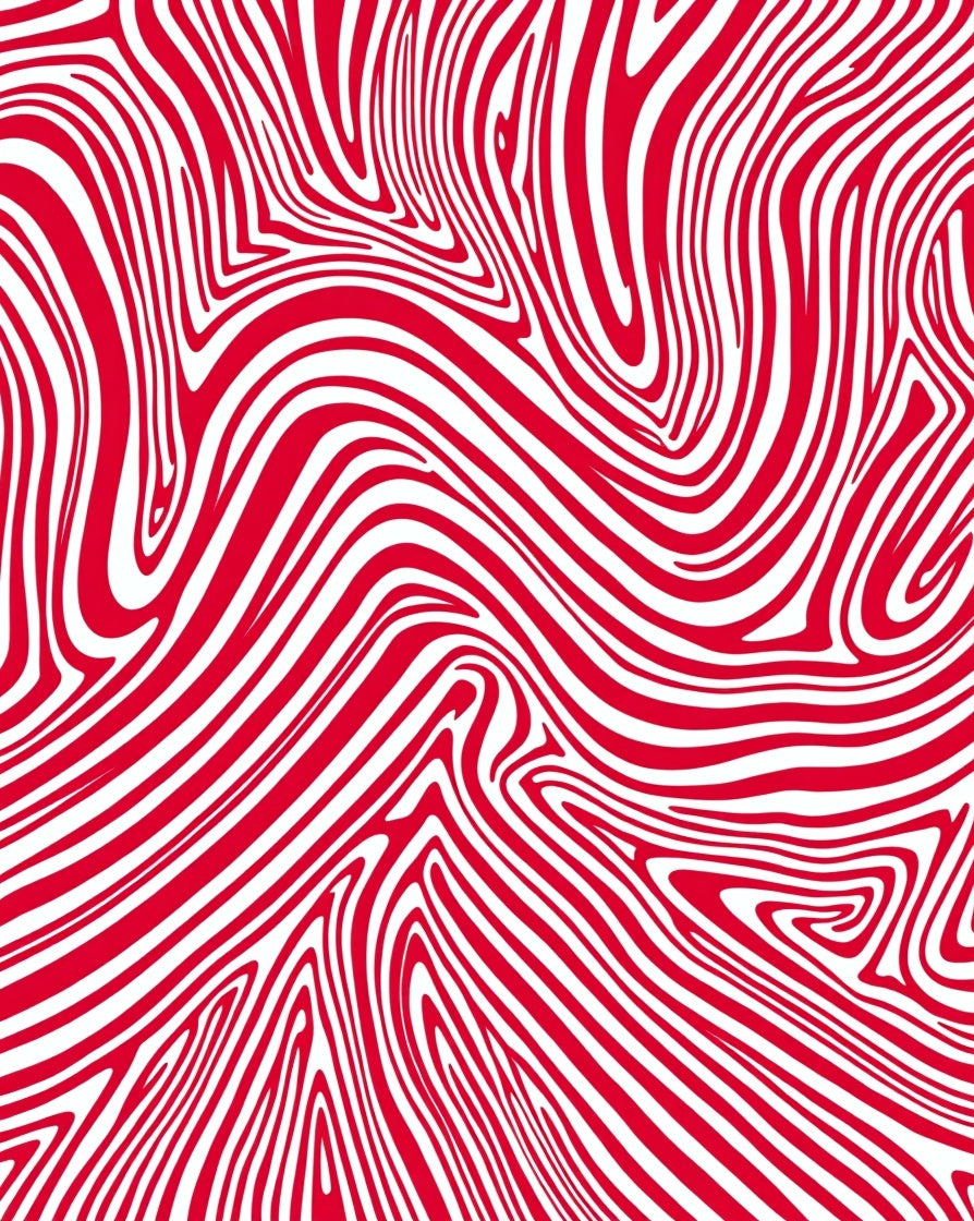 Crimson White Swirl Abstract Rug