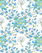 Abstract Blue Floral Vine Design Rug