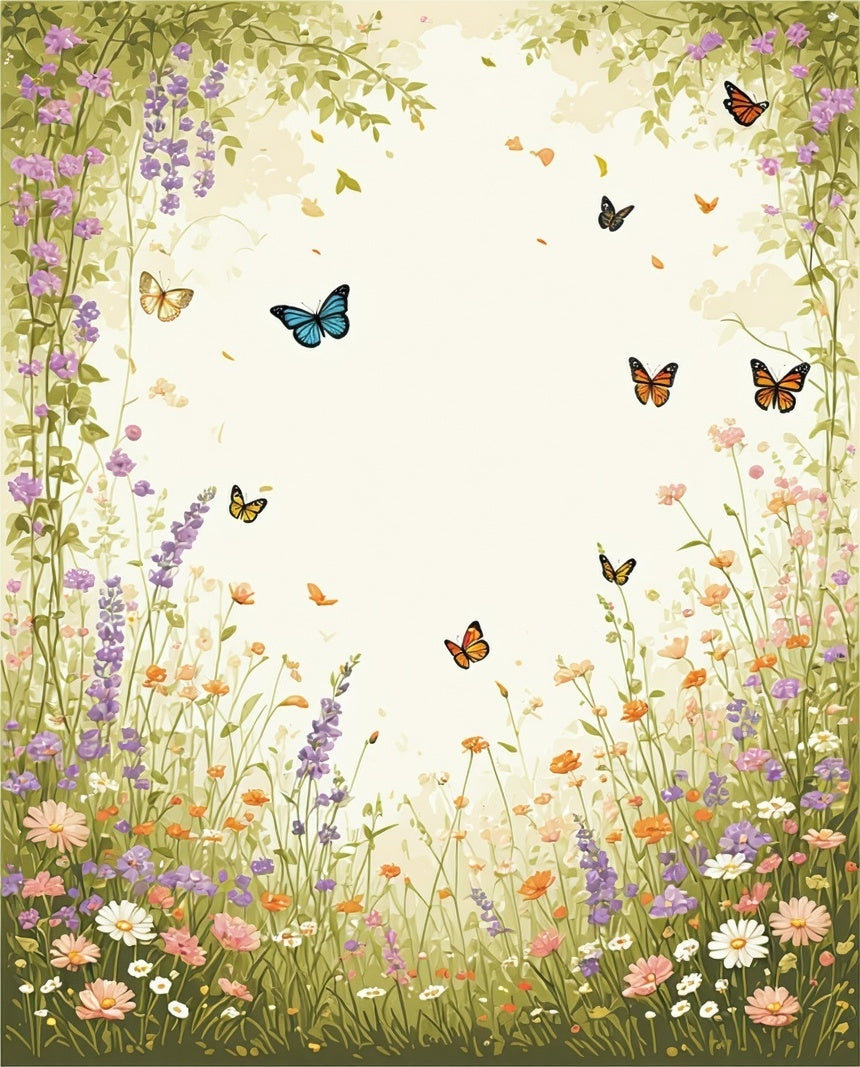 Whimsical Butterflies Wildflowers Meadow Design Rug