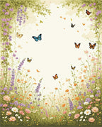 Whimsical Butterflies Wildflowers Meadow Design Rug