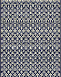 Dark Blue Beige Ornate Repeating Pattern Rug