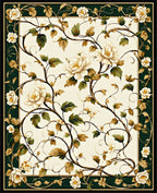Floral Vine Detailed Scrollwork Design Rug