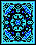 Vibrant Blue Black Floral Mandala Rug