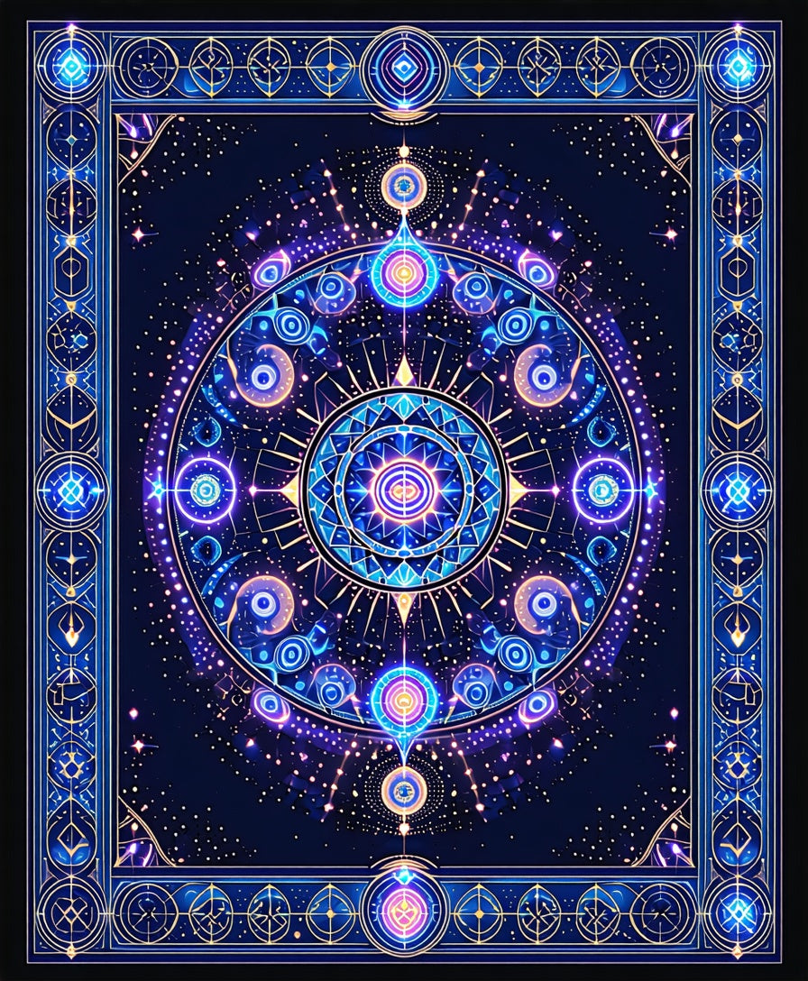 Mystical Celestial Mandala Pattern Rug