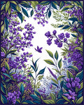 Vibrant Purple Floral Botanical Garden Rug