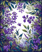 Vibrant Purple Floral Botanical Garden Rug