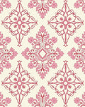 Ornate Pink Floral Damask Pattern Rug