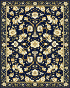 Classic Floral Botanical Navy Gold Rug