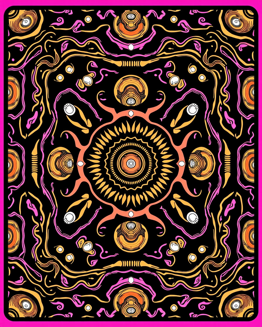 Radiant Black Sunburst Swirl Rug