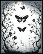 Enchanted Forest Butterfly and Tree Design Rug