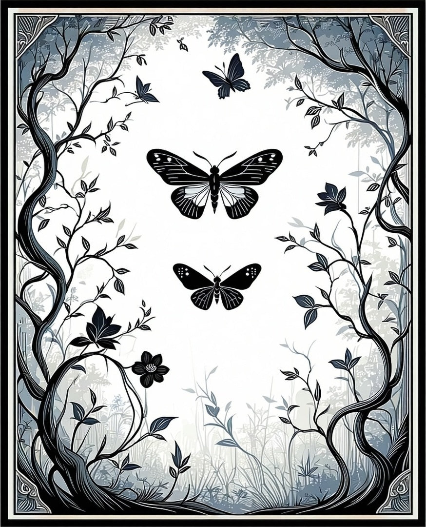 Enchanted Forest Butterfly and Tree Design Rug