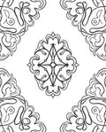 Gothic Floral Motifs Black Outline Rug