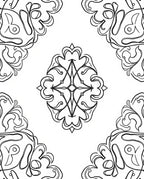 Gothic Floral Motifs Black Outline Rug