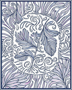 Intricate Blue Purple Floral Swirls Design Rug