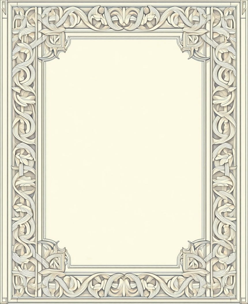Intricate Intertwined Floral Border Design Rug