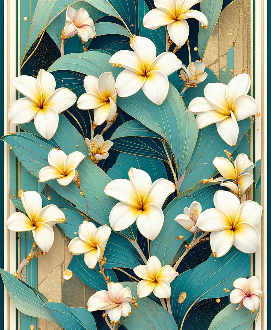Tropical Floral Leaf Pattern Rug