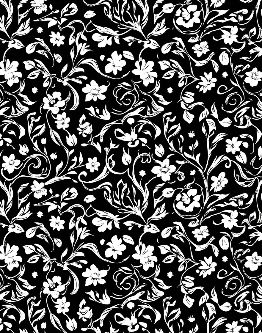 Floral Swirl Botanical Pattern Rug