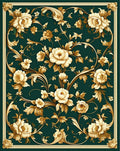 Elegant Gold Floral Vine Pattern Rug