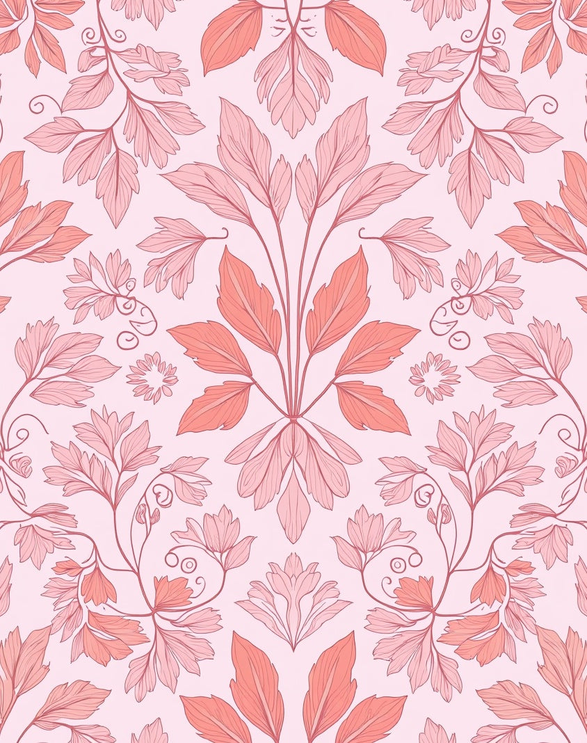 Coral Floral Vine Motif Rug