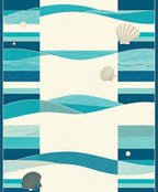 Coastal Waves Shells Motif Rug