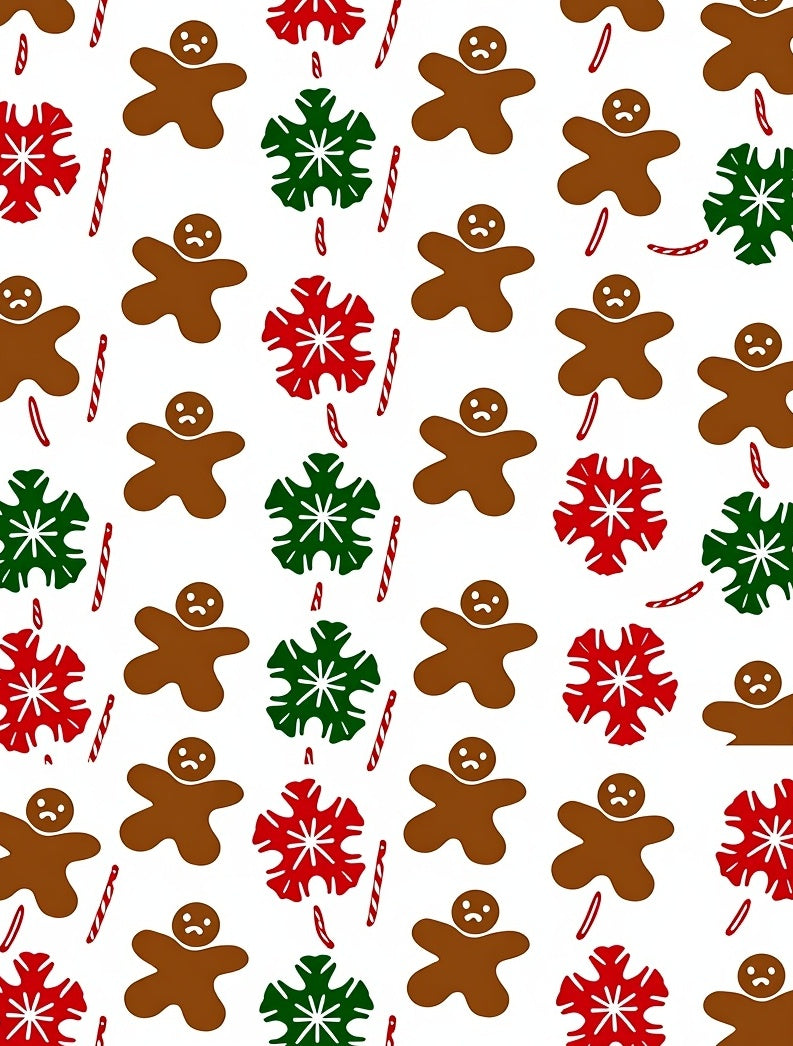 Brown Gingerbread Man Red Green Snowflakes Rug